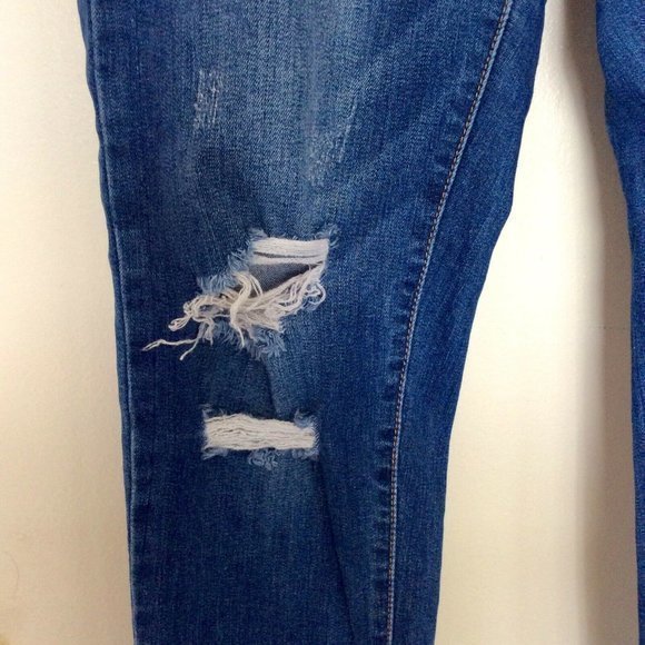 Wax Jeans Size 13 Distressed Skinny Blue Denim Pants Frayed Release hem Womens - Picture 5 of 12